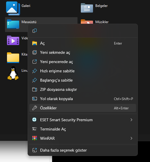 Windows 11 Masaustu Sag Tik Ozellikler